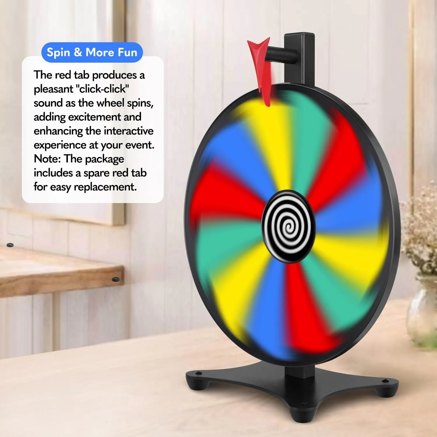 12 Inch 12 Slots Prize Wheel Tabletop or Wall Mount Fortune Spin with Dry Erase Marker and Eraser for Engaging Home Parties, Trade Show, Carnival Events