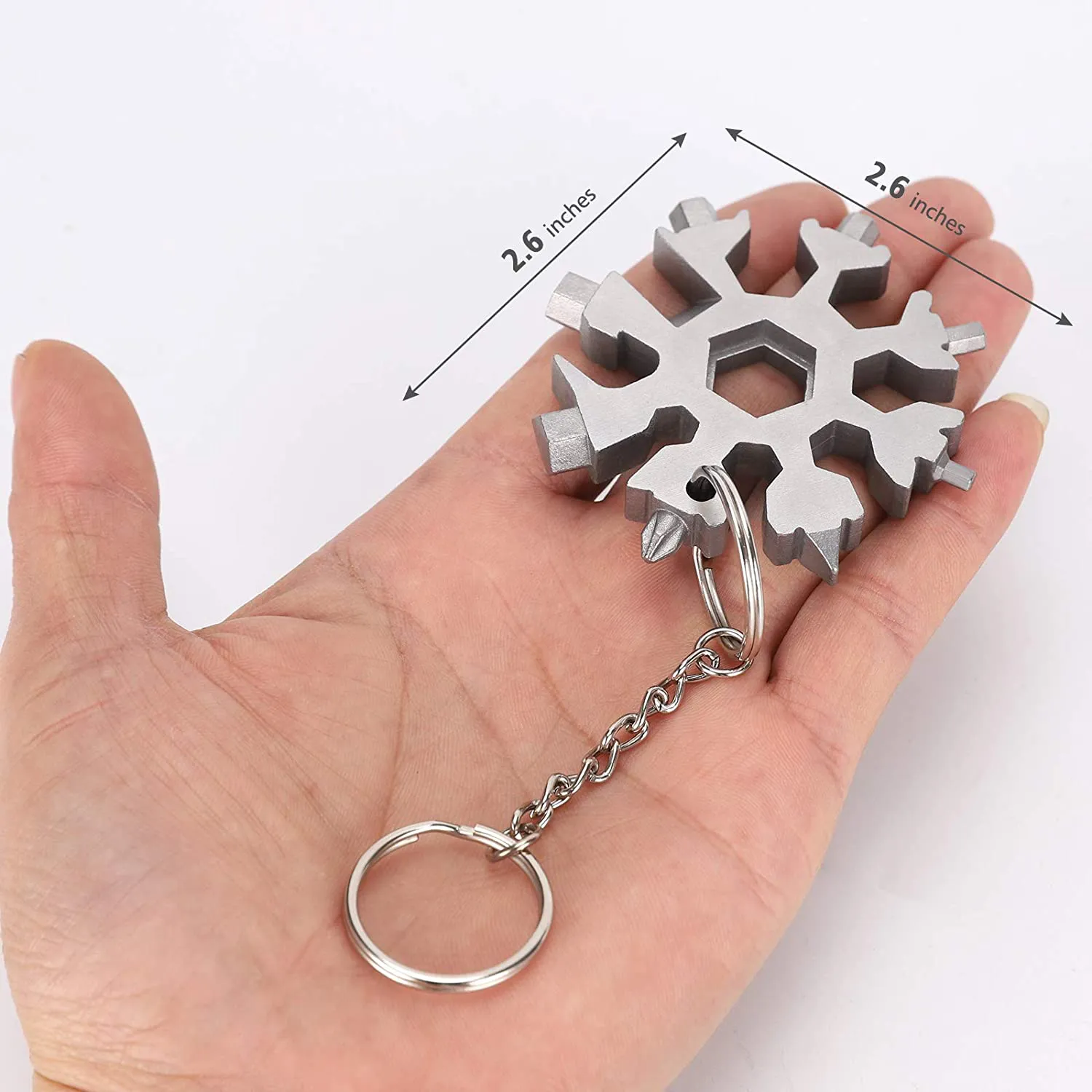 18-In-1 Snowflake Multi Tool,Function Stainless Steel Bottle Opener/Wrench, Flat Cross Screwdriver Kit Snowflake, Outdoor Durable and Portable,Great Christmas Gift for Mens (Sliver)