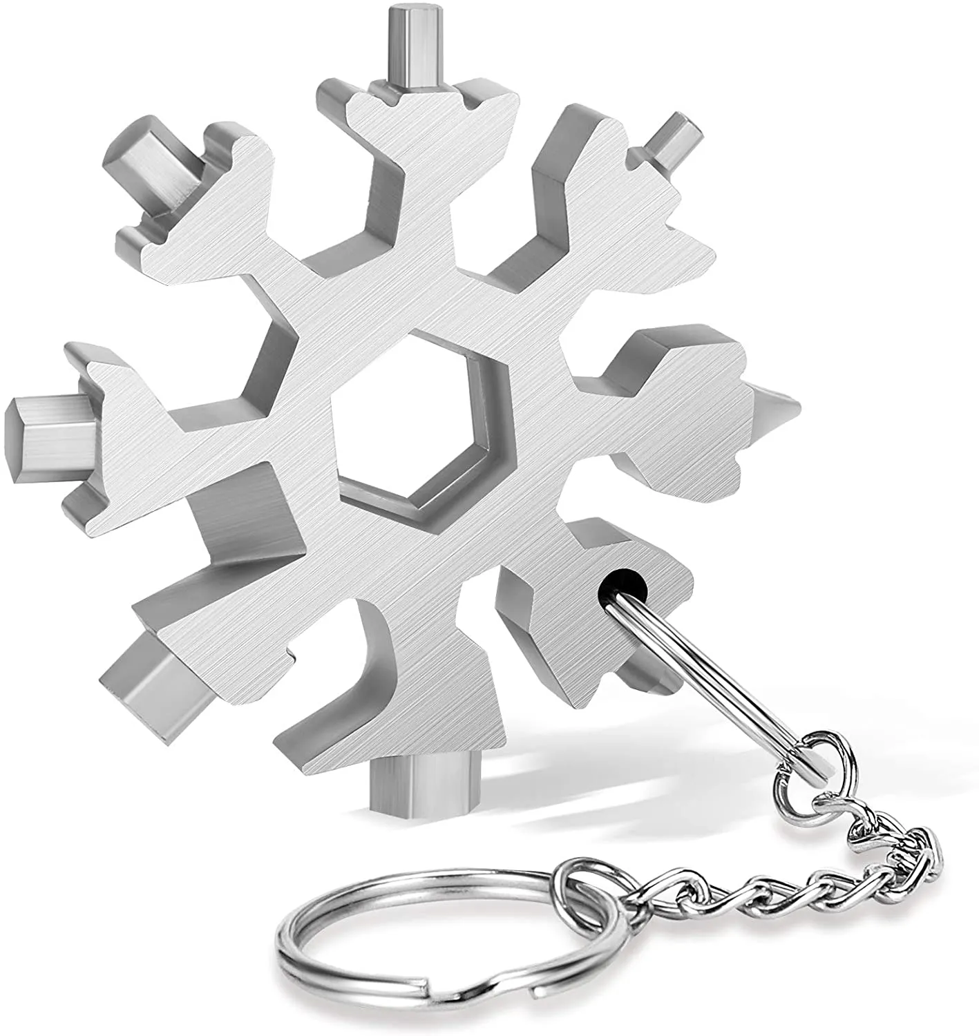 18-In-1 Snowflake Multi Tool,Function Stainless Steel Bottle Opener/Wrench, Flat Cross Screwdriver Kit Snowflake, Outdoor Durable and Portable,Great Christmas Gift for Mens (Sliver)