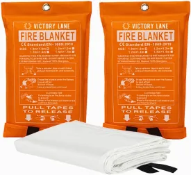 2 Pack Emergency Fire Blanket - Fire-Resistant Safety Blankets for Kitchen, Home, Car, Camping Use - Compact Fire Extinguisher Blanket for Smothering Flames (2 Pack - Standard)