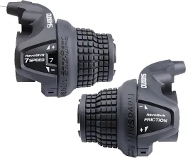 2 Pcs Bike Gear Shifters 37 Speed, Bicycle Revoshift Shift Lever RS25-3L RS25-7R Bicycle Twist Grip Thumb Gear Shifter for MTB Folding Mountain Bike