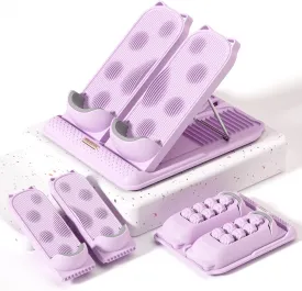 3 in One Multi Ffunctional Portable Slant Board for Calf Stretching, Foot Rest for Under Desk with MassageAdjustable 12 Level Incline Board, 450 lbs Weight Capacity (Purple)