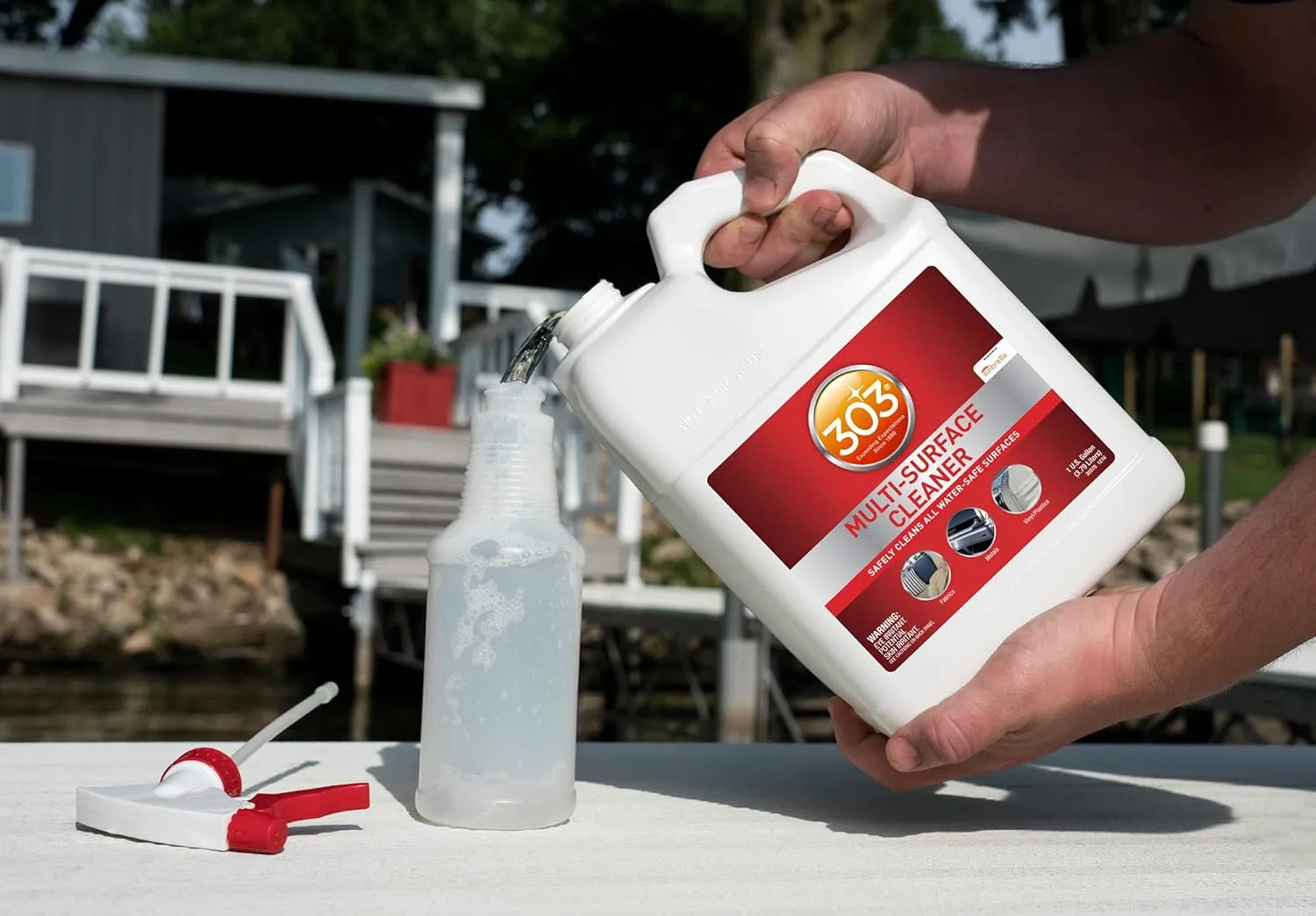 303 Products Multi-Surface Cleaner - Safely Cleans All Water Safe Surfaces, Including All Types of Fabric and Vinyl, Rinses Residue Free, Manufacturer Recommended, 1 Gallon (30570)