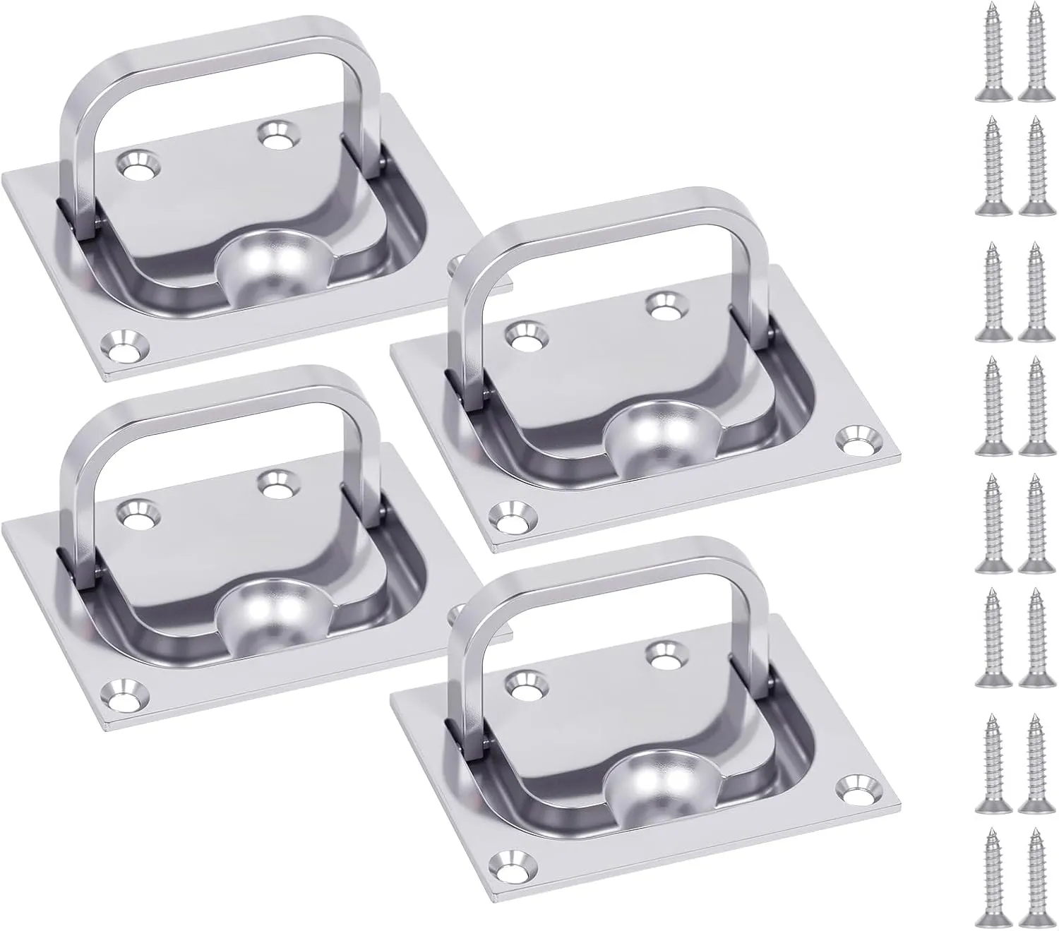 316 Stainless Steel Flush Lifting Handle and Recessed Door Pull with Mount Screws for Boat Deck Hatch Handle, Floor, Toolbox and Furniture