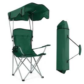 600D Folding Camping Beach Chair Seat with Sun Shade Canopy