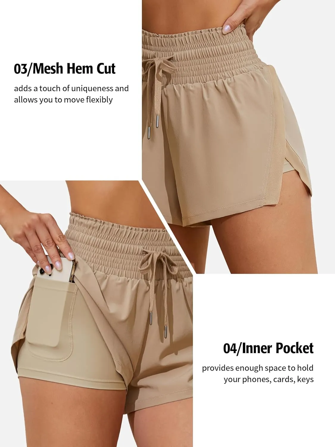 ATTRACO Women's 3" High Waisted Swim Board Shorts Quick Dry Flowy Board Shorts with Pockets