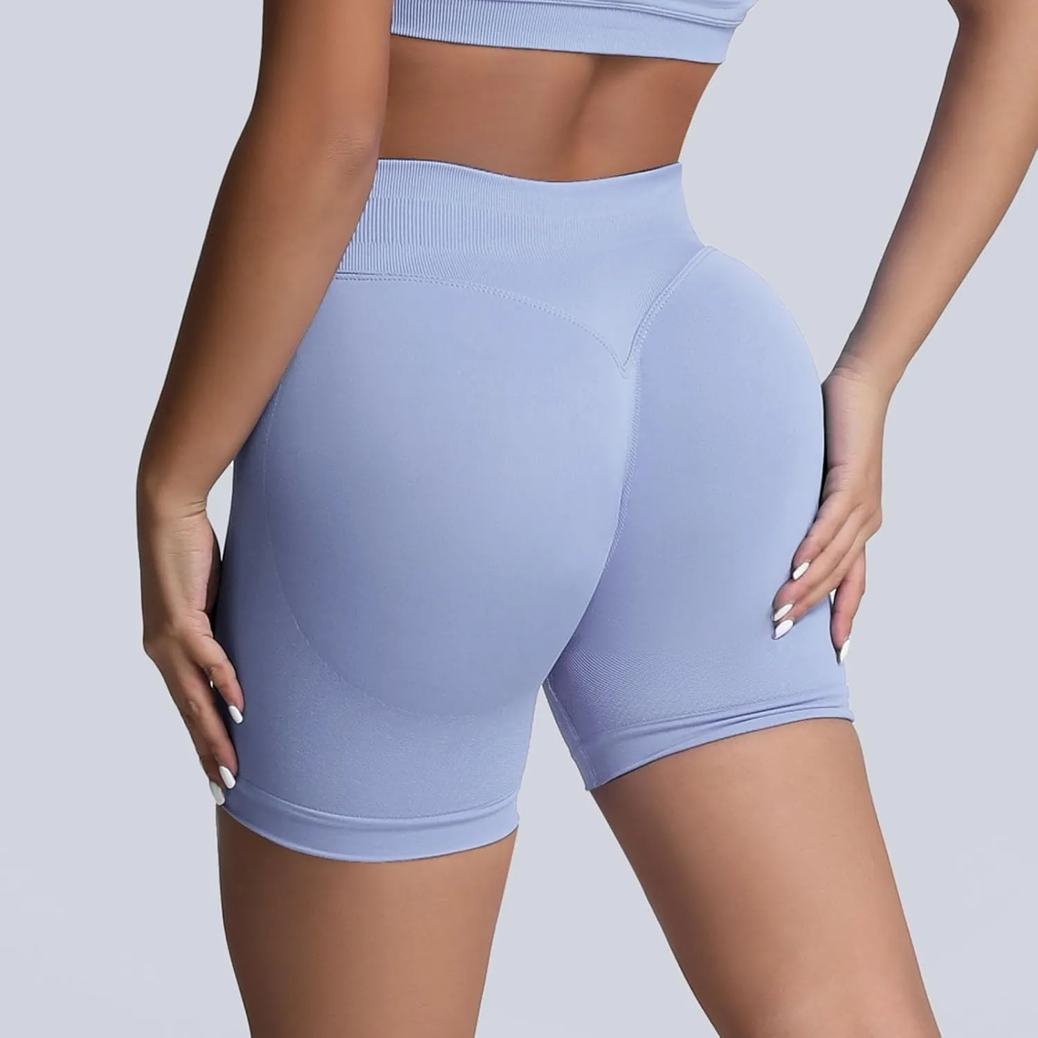 Beach Shorts for Women No Front Seam High Waist Biker Shorts Workout Spandex Tummy Control Yoga Short Pants