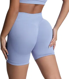 Beach Shorts for Women No Front Seam High Waist Biker Shorts Workout Spandex Tummy Control Yoga Short Pants