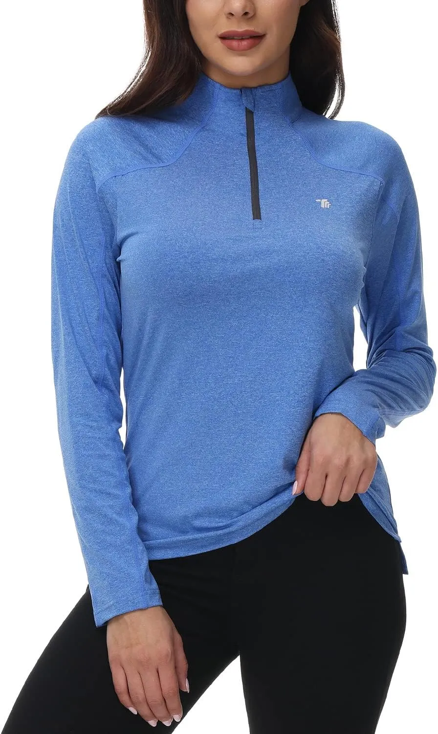 BGOWATU Women's Long Sleeve Golf Polo Shirts Quarter Zip Pullover UPF 50 Sun Shirt for Women Dry Fit Running Tops
