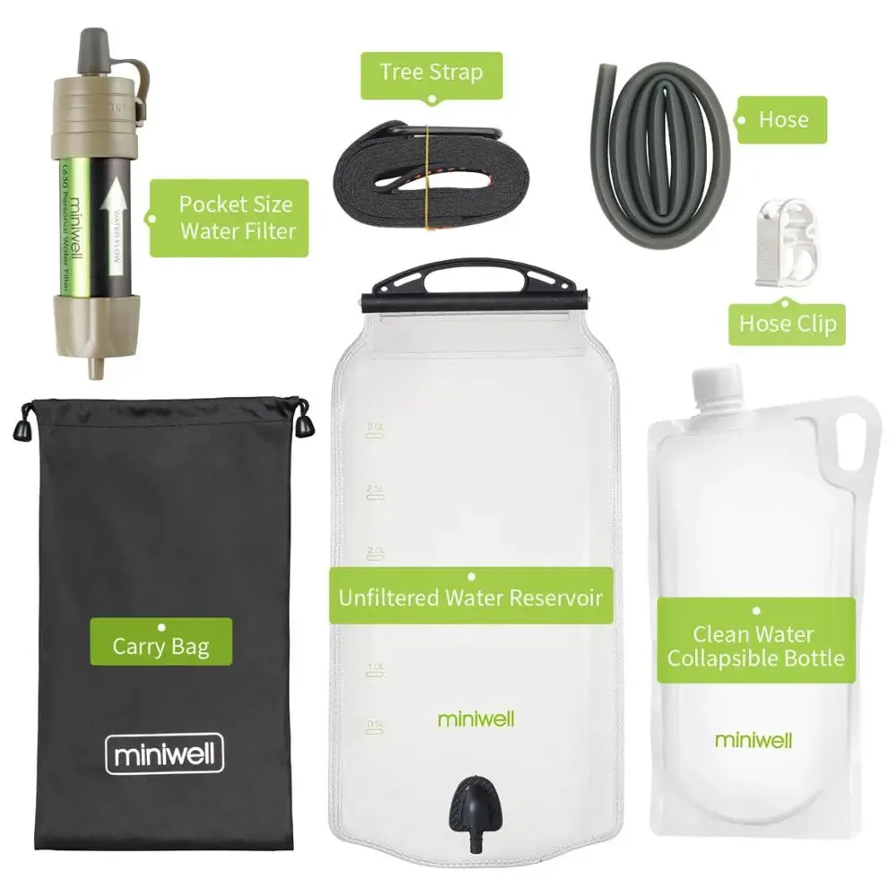 Complete Gravity Water Filter System for Hiking, Camping, Survival and Travel