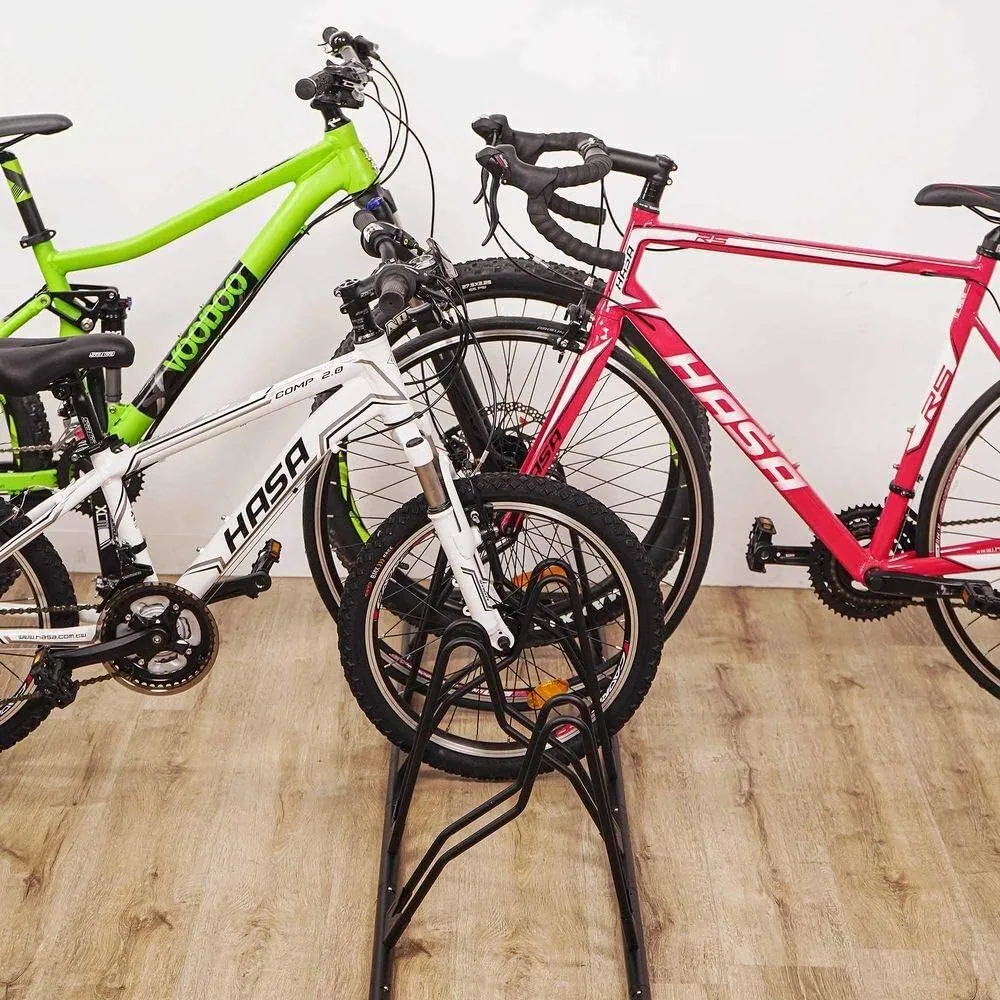 CyclingDeal Bike Rack Floor Parking Bike Stand for up to 6 Bicycles | Indoor, Home & Garage Storage Rack | Stable & Secure Bicycle Stand w/Tire Grooves Up to 29", Holding Plates & Custom Spacing