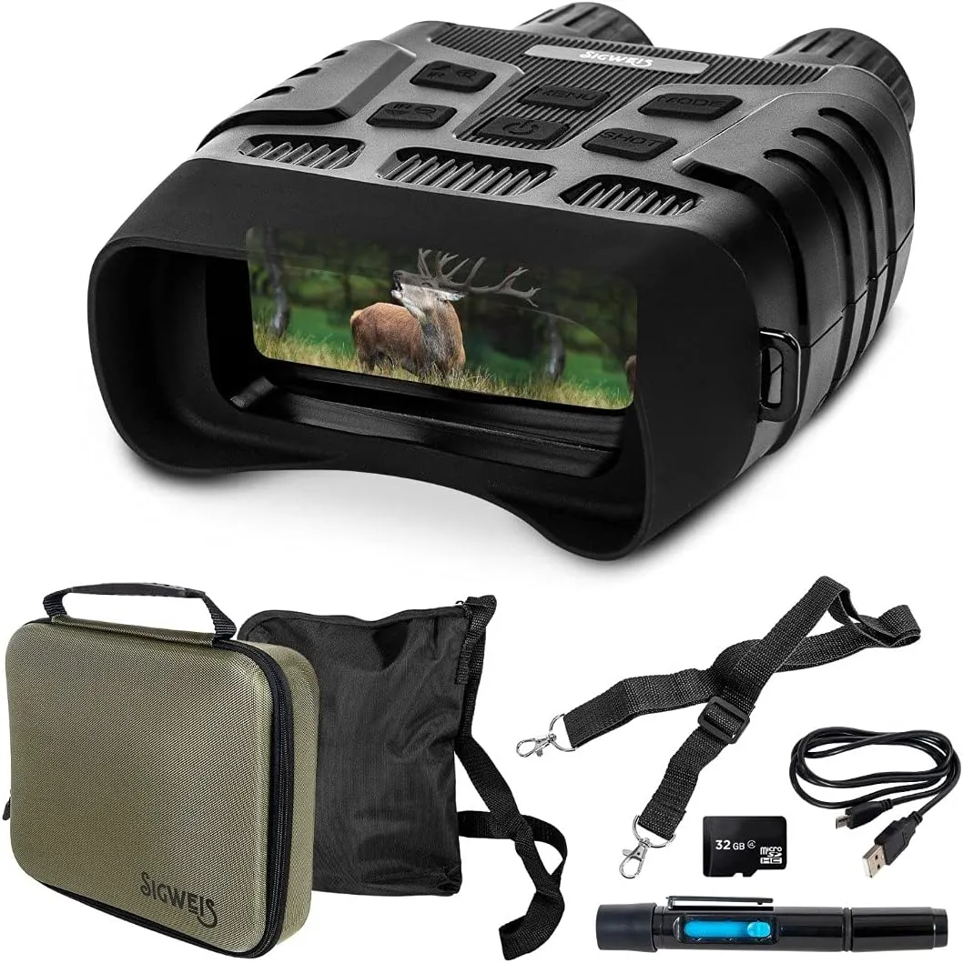 Digital Infrared Night Vision Binoculars for Camping, Hunting, Surveillance & Bird Watching, 3X Digital Zoom, 984ft Range, 2.31 LCD Display by SIGWEIS