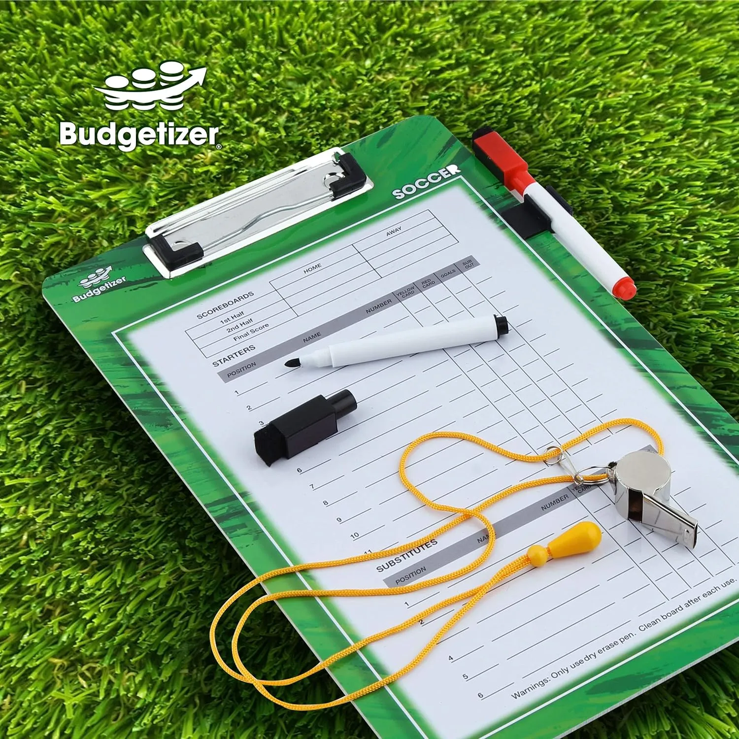 Dry Erase Coaches Clipboard - Includes Whistle and Dry Erase Markers - Double Sided Coach Whiteboard