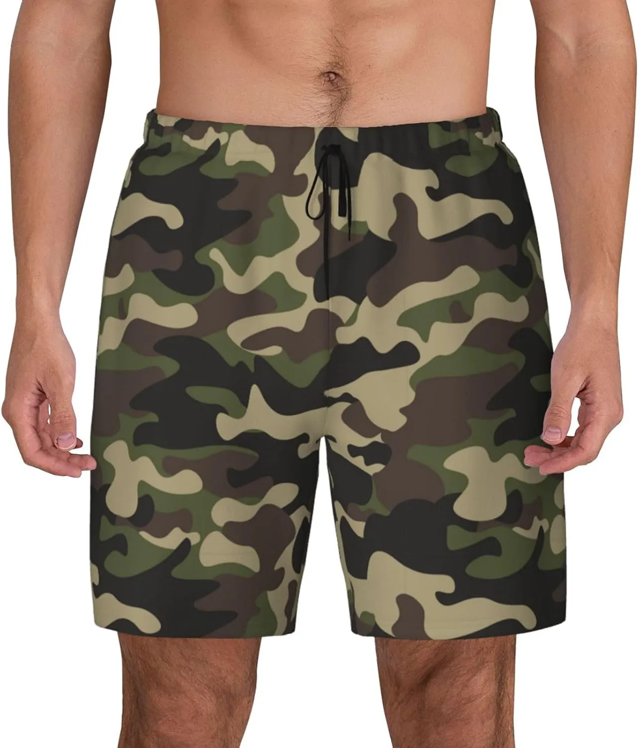 Duck Men's Swim Trunks with Compression Liner 2 in 1 Inseam Quick Dry Beach Shorts 7 inch Swimming Board Shorts