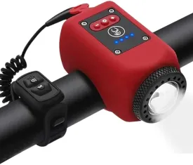Electric Bike Horn Bike Light 2 in 1; 110 dB Bicycle Horn 5 Sound Modes with Rechargeable Battery Waterproof Bicycle Light with Horn for Kids Boys Adults Mountain Bike