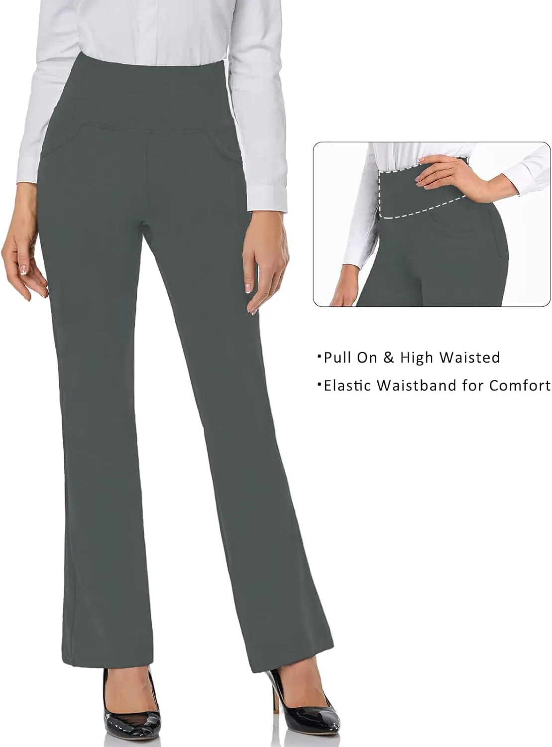 FIRST WAY Buttery Soft Women's Bootcut Yoga Pants Capris with 3 Pockets Lounge Floral Printing