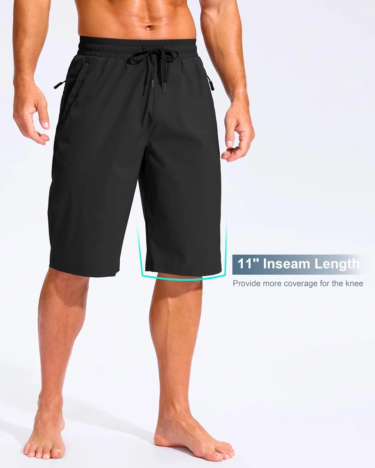 G Gradual Men's 11" Board Shorts with 3 Zipper Pockets Long Swim Trunks Quick Dry Bathing Suit Swimwear Beach Shorts No Liner