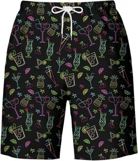 Galaxy Green Men's Swim Trunks Hawaiian Bathing Mesh Lining Suit Swimsuits Beach Shorts with Pockets