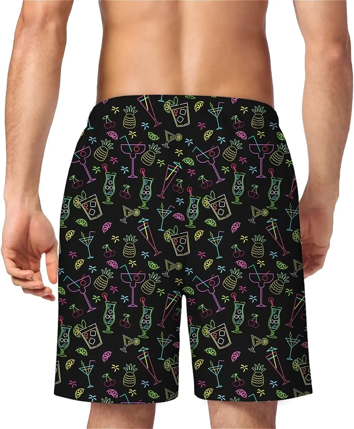 Galaxy Green Men's Swim Trunks Hawaiian Bathing Mesh Lining Suit Swimsuits Beach Shorts with Pockets