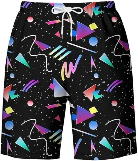 Galaxy Green Men's Swim Trunks Hawaiian Bathing Mesh Lining Suit Swimsuits Beach Shorts with Pockets