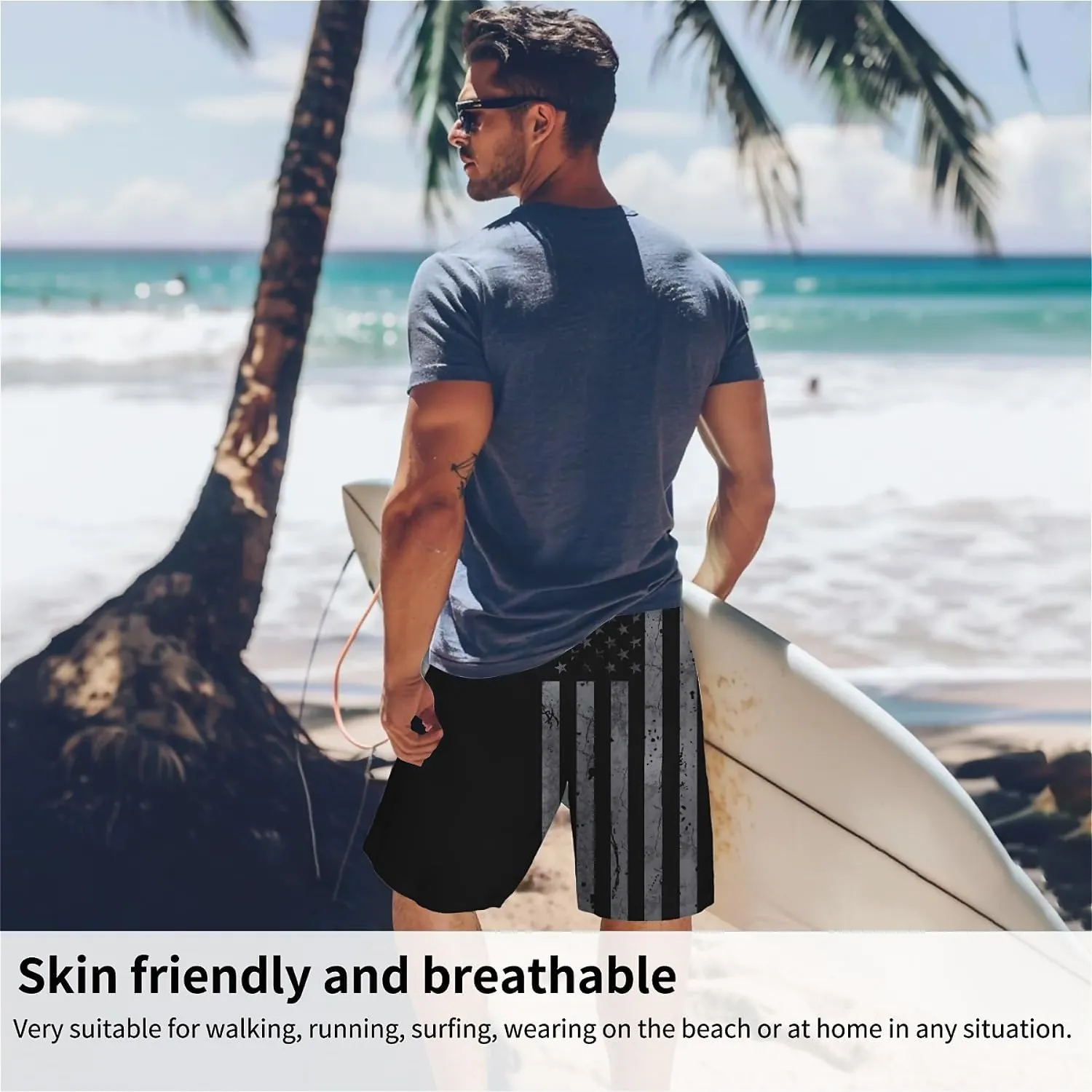 Galaxy Green Men's Swim Trunks Hawaiian Bathing Mesh Lining Suit Swimsuits Beach Shorts with Pockets