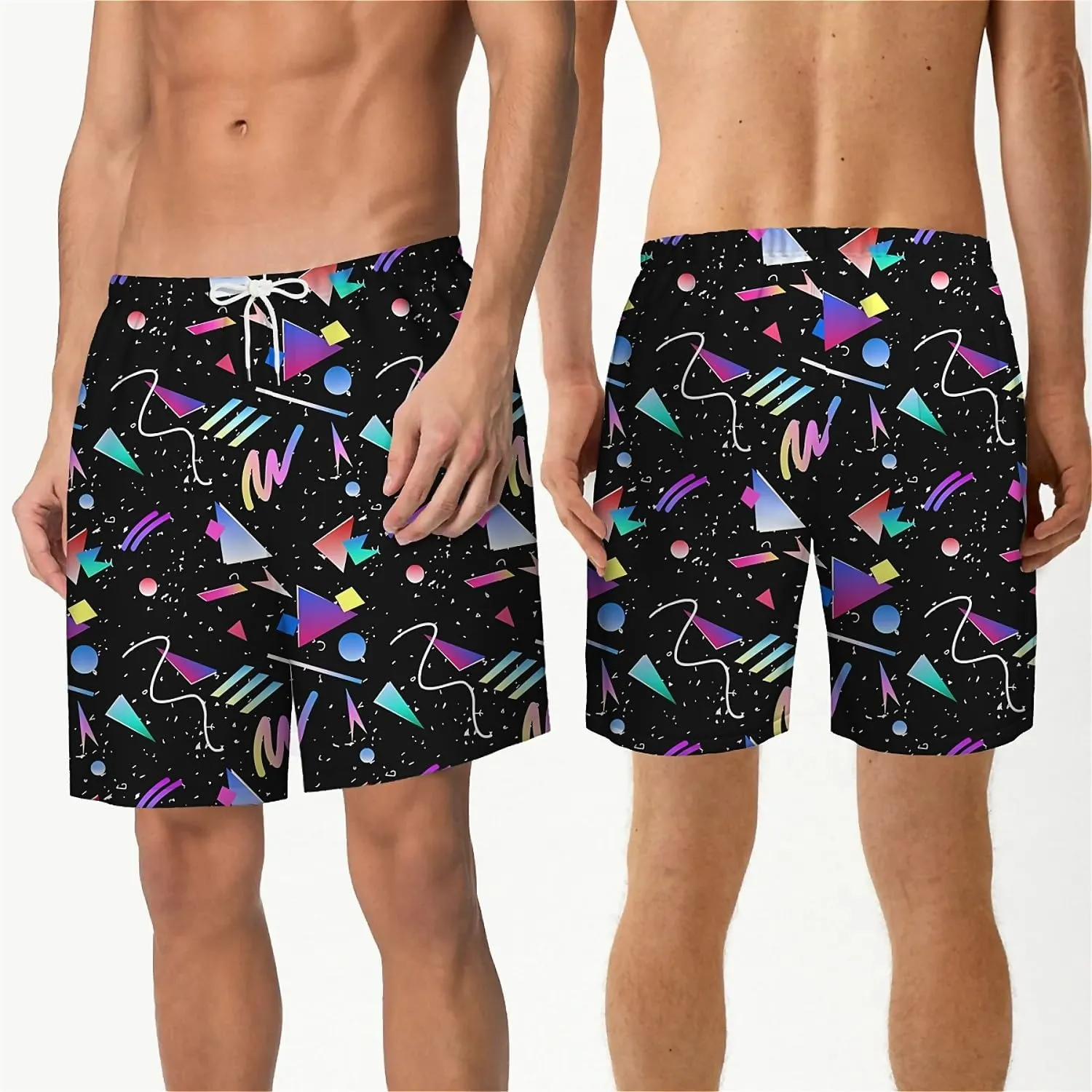 Galaxy Green Men's Swim Trunks Hawaiian Bathing Mesh Lining Suit Swimsuits Beach Shorts with Pockets