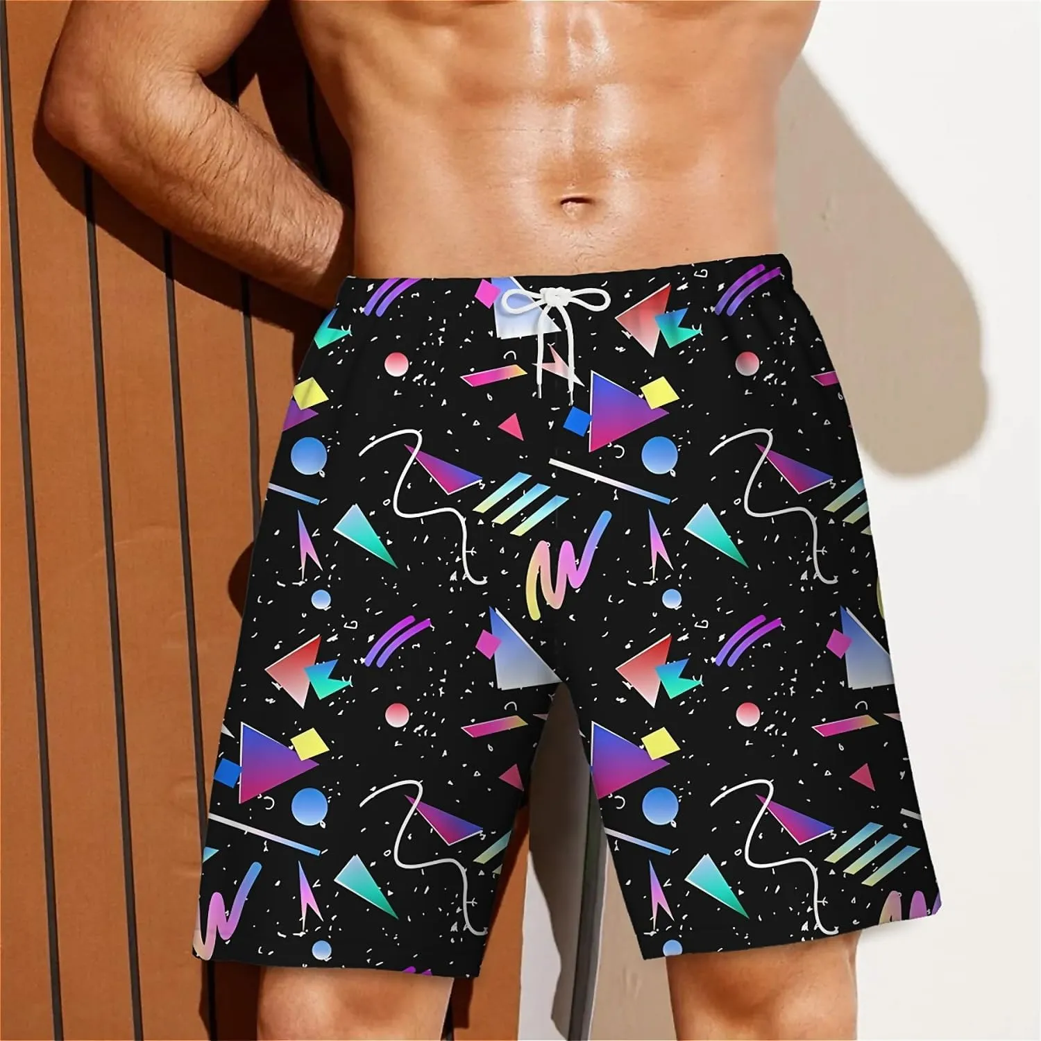 Galaxy Green Men's Swim Trunks Hawaiian Bathing Mesh Lining Suit Swimsuits Beach Shorts with Pockets