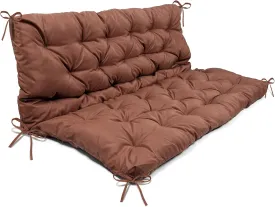 Homaisson Swing Replacement Cushion, Outside Bench Cushion with Backrest, 2-3 Seater Cushion with 8 Ties for Outdoor Furniture, 59 x 39 x 4 Inches Porch Swing Cushion Garden Bench (Dark Curry)