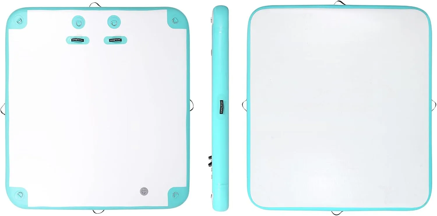 Inflatable Floating Dock Swim Platform Water Platform Raft Large Floating Air Mat Inflatable Water Pad for Lake Pool Lounging River Ocean Boating (White Mint Green)