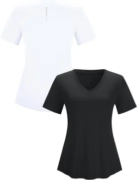 Kistore Workout Tops for Women Breathable V Neck Yoga T Shirts Trending Beach Casual Loose Fit Tee Running
