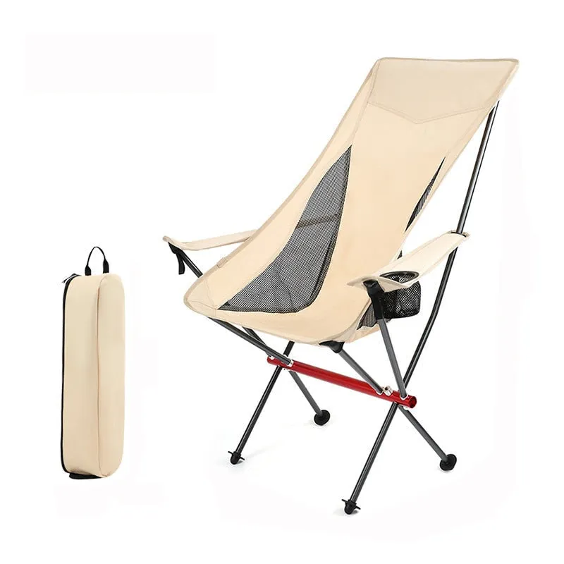Lightweight Portable Camping Moon Chair - Aluminum Folding Picnic, Beach, Outdoor, Travel, Fishing, Hiking, Garden Seat