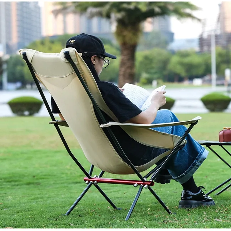 Lightweight Portable Camping Moon Chair - Aluminum Folding Picnic, Beach, Outdoor, Travel, Fishing, Hiking, Garden Seat