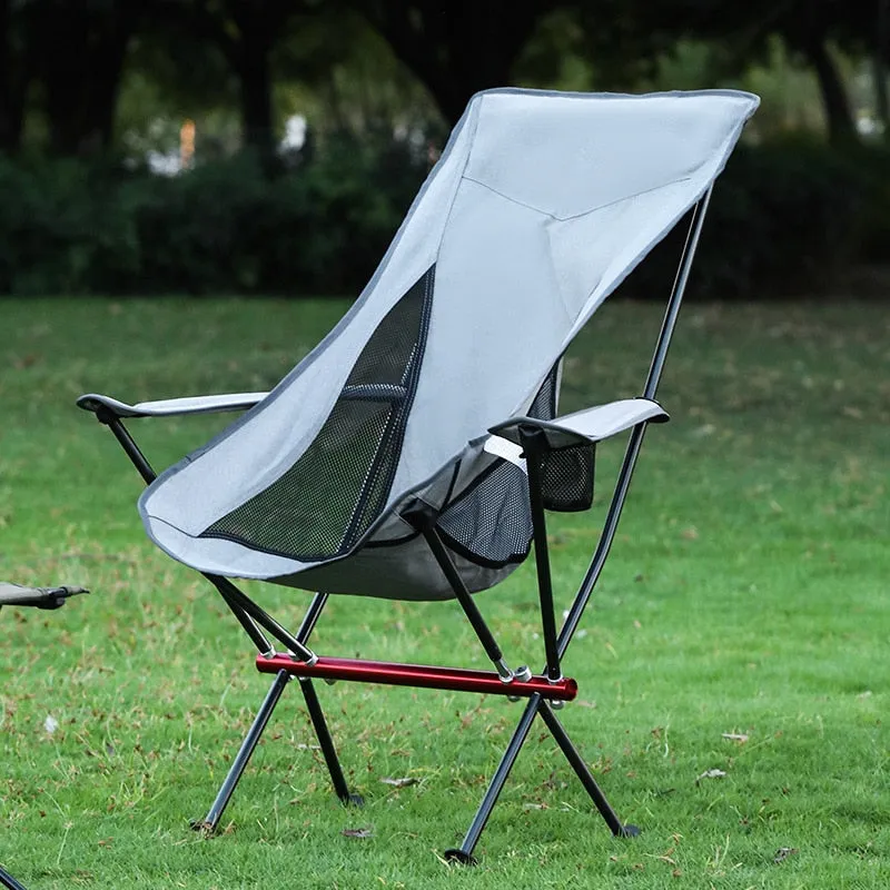 Lightweight Portable Camping Moon Chair - Aluminum Folding Picnic, Beach, Outdoor, Travel, Fishing, Hiking, Garden Seat