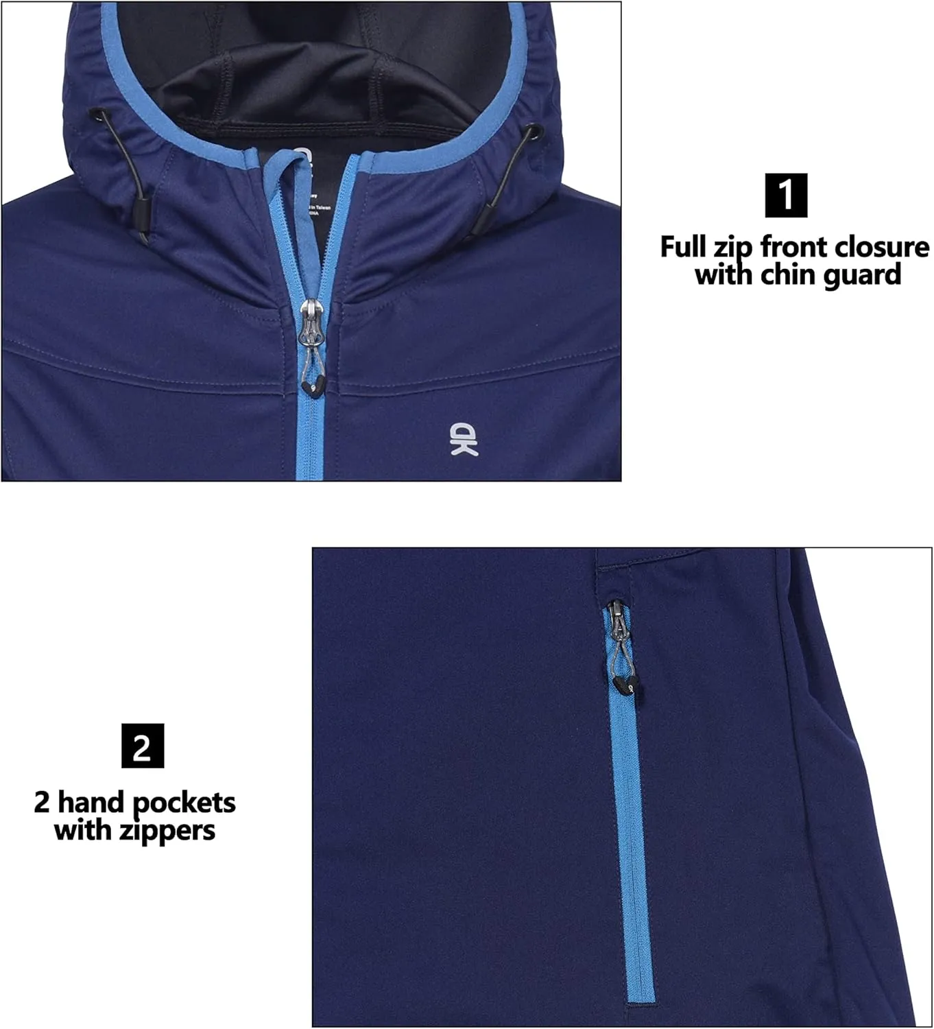 Little Donkey Andy Women's Lightweight Hooded Softshell Jacket for Running Travel Hiking, Windproof, Water Repellent