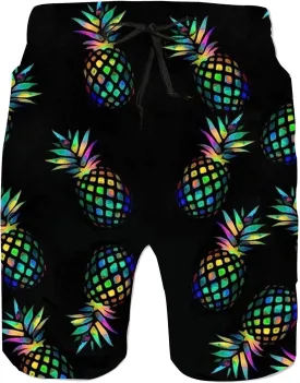 Men's Swim Trunks Quick Dry Swimming Trunks Upside Down Pineapple Beach Shorts with Mesh Lining and Pockets