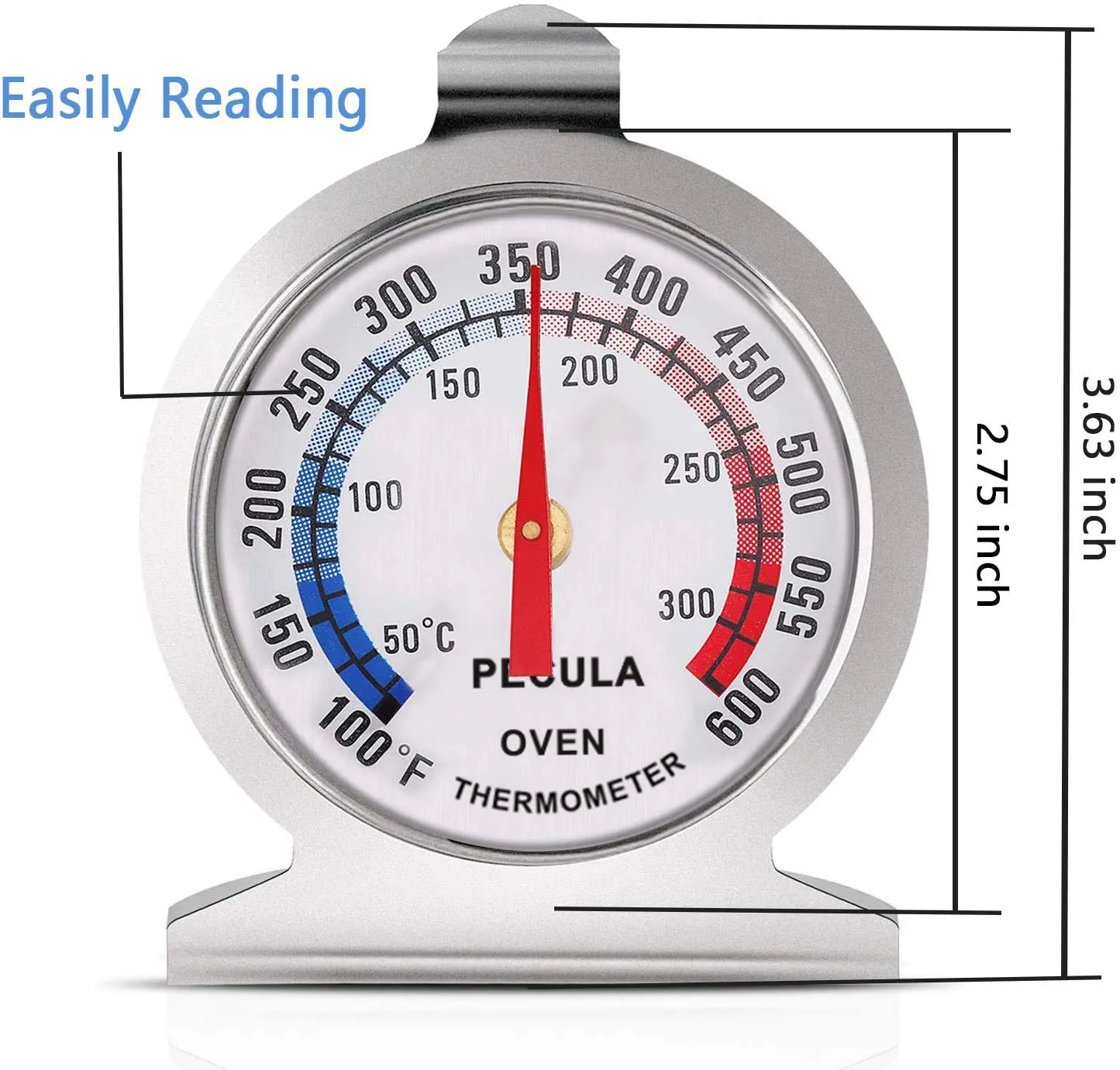 Oven Thermometer 50-300C/100-600F, Oven Grill Fry Chef Smoker Analog Thermometer Instant Read Stainless Steel Kitchen Cooking Thermometer
