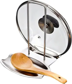 Pan Lid Holder Progressive Lid and Spoon Rest Shelf 304 Stainless Steel Pan Lid Organizer Kitchen Decor Tool