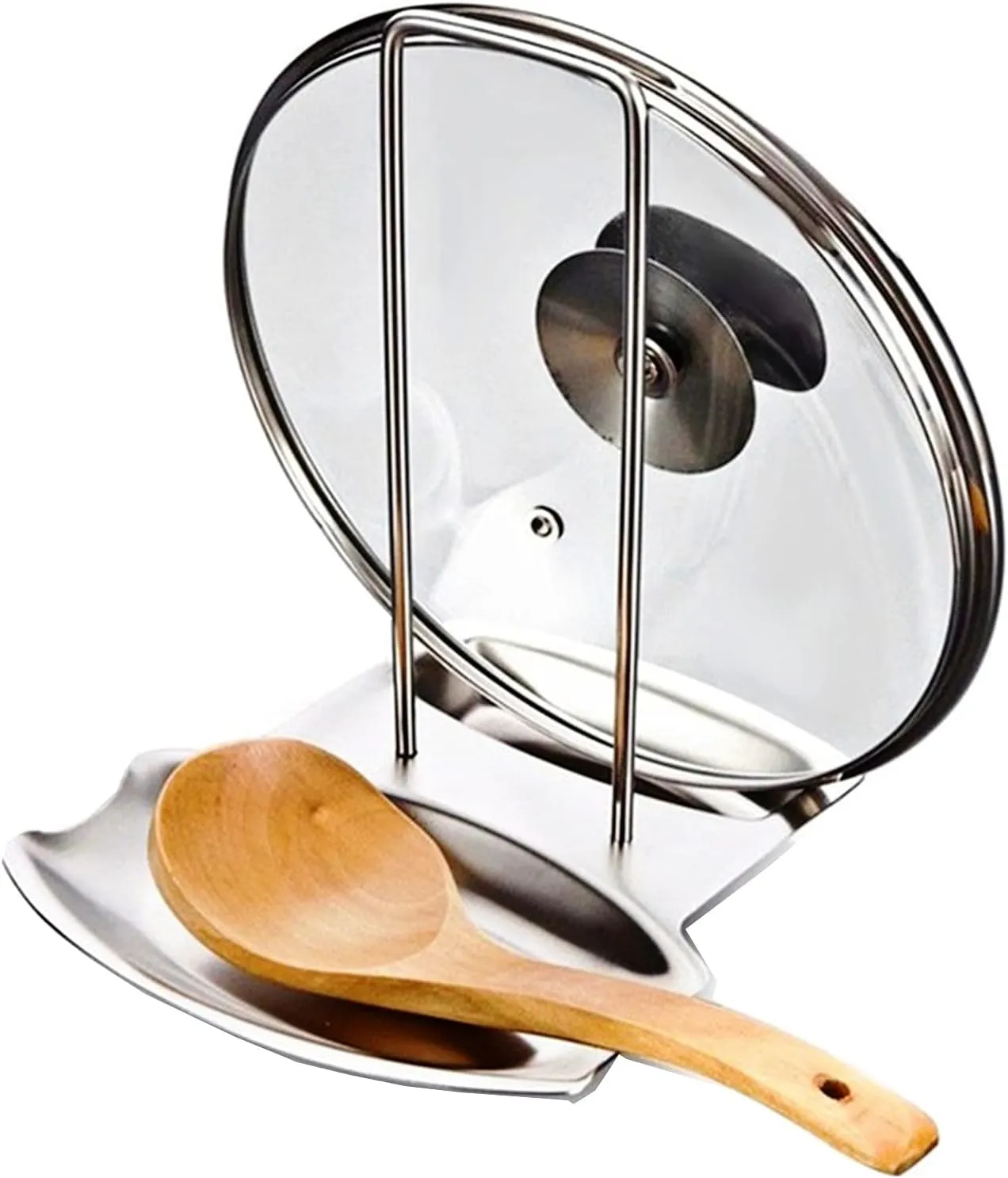Pan Lid Holder Progressive Lid and Spoon Rest Shelf 304 Stainless Steel Pan Lid Organizer Kitchen Decor Tool