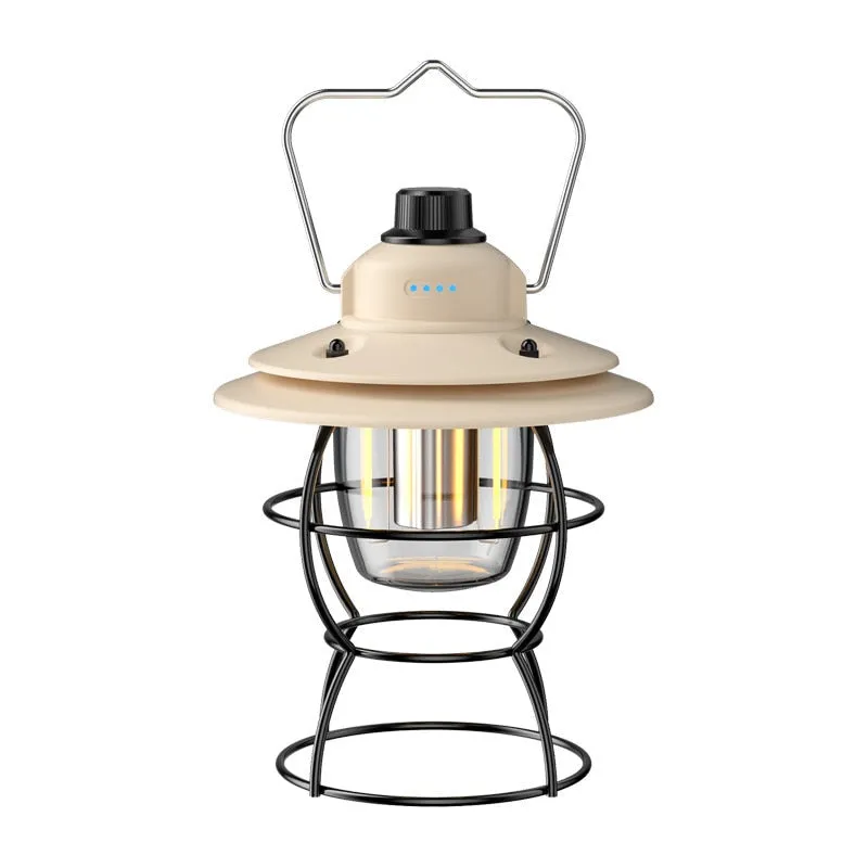 Rechargeable Portable Retro Camping Lantern - Vintage Warm White Light, Metal Handle, Outdoor Hanging Tent Flashlight
