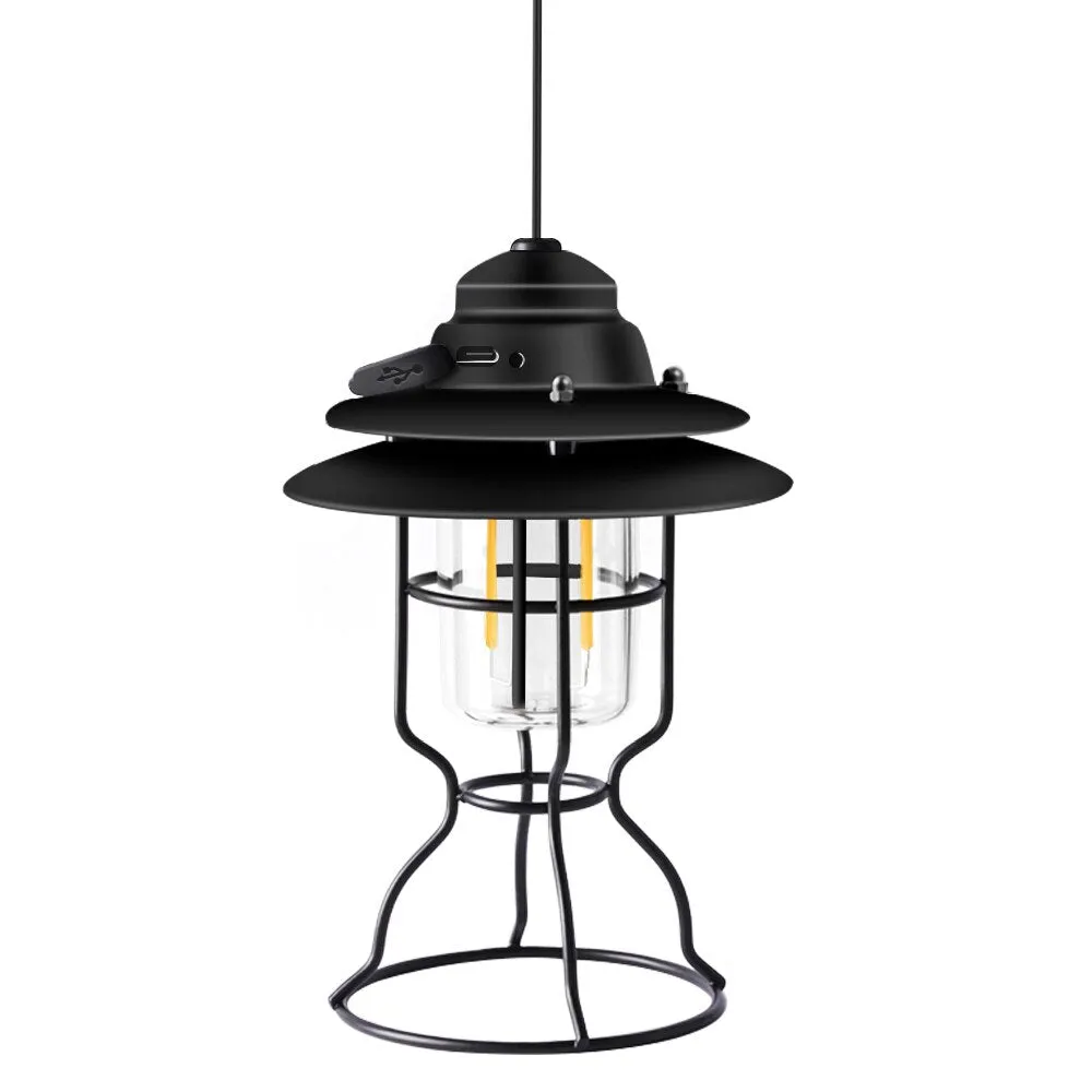 Rechargeable Portable Retro Camping Lantern - Vintage Warm White Light, Metal Handle, Outdoor Hanging Tent Flashlight