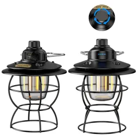 Rechargeable Portable Retro Camping Lantern - Vintage Warm White Light, Metal Handle, Outdoor Hanging Tent Flashlight