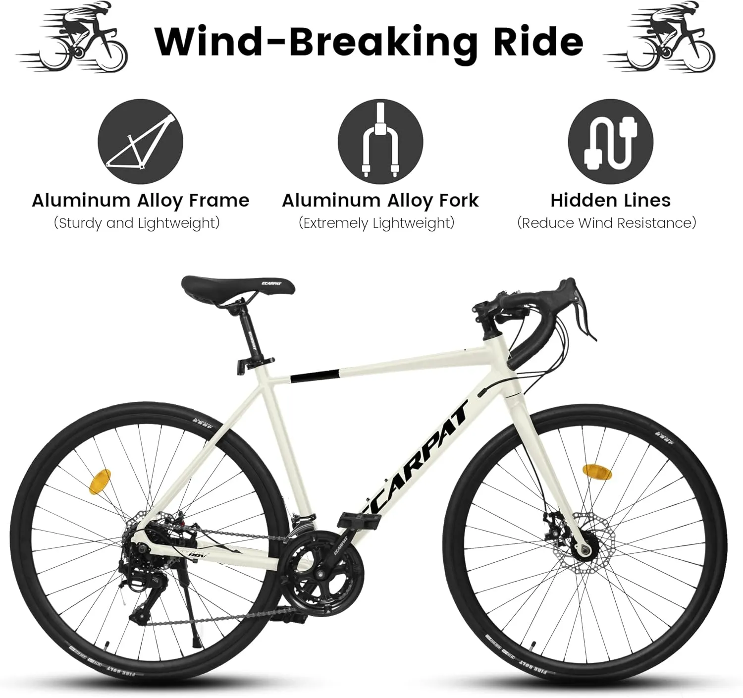 Road Bike 700C Tires, Drop Bar 16 Speeds Hybrid Bike for Men Women, Aluminum Alloy Lightweight Frame Disc Brake Racing Bike, City Commuting Road Bicycle for Men Women, Pink, White, Blue Color