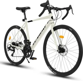 Road Bike 700C Tires, Drop Bar 16 Speeds Hybrid Bike for Men Women, Aluminum Alloy Lightweight Frame Disc Brake Racing Bike, City Commuting Road Bicycle for Men Women, Pink, White, Blue Color