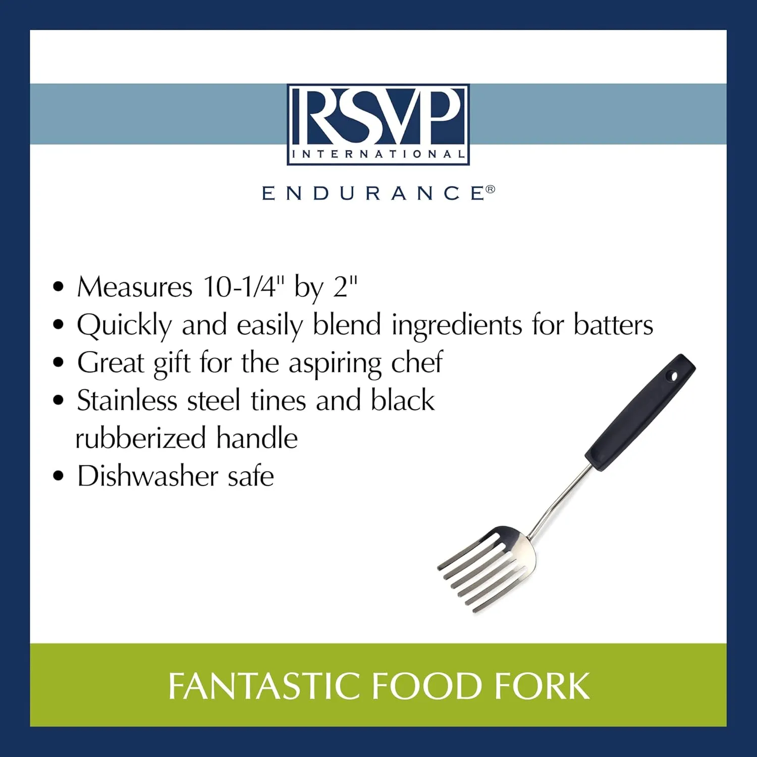 RSVP International Endurance Kitchen Baking Tool Collection, Fantastic Fork, Stainless Steel