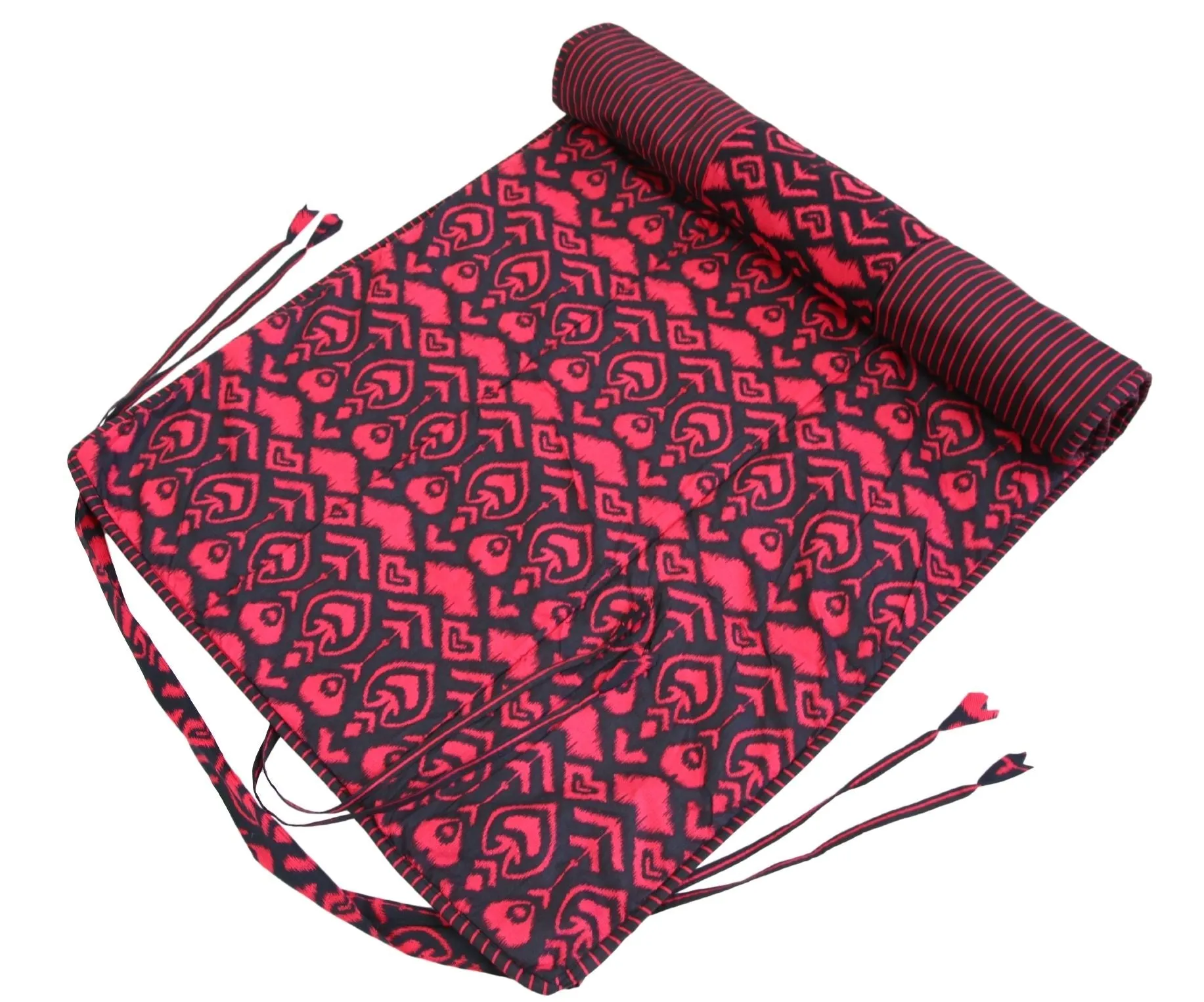 ShalinIndia Yogamat For Women And Girls Cotton Printed Reversible Cushioned,YMT01-2521,Black,70X30 Inch