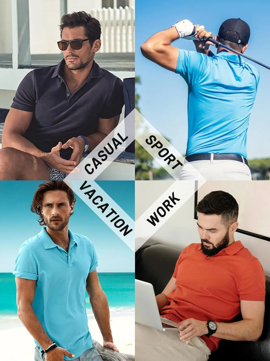 TACVASEN Mens Polo Shirts with Pocket Mens Golf Shirt Short Sleeve Performance Dry Fit Golf Work Athletic Polos