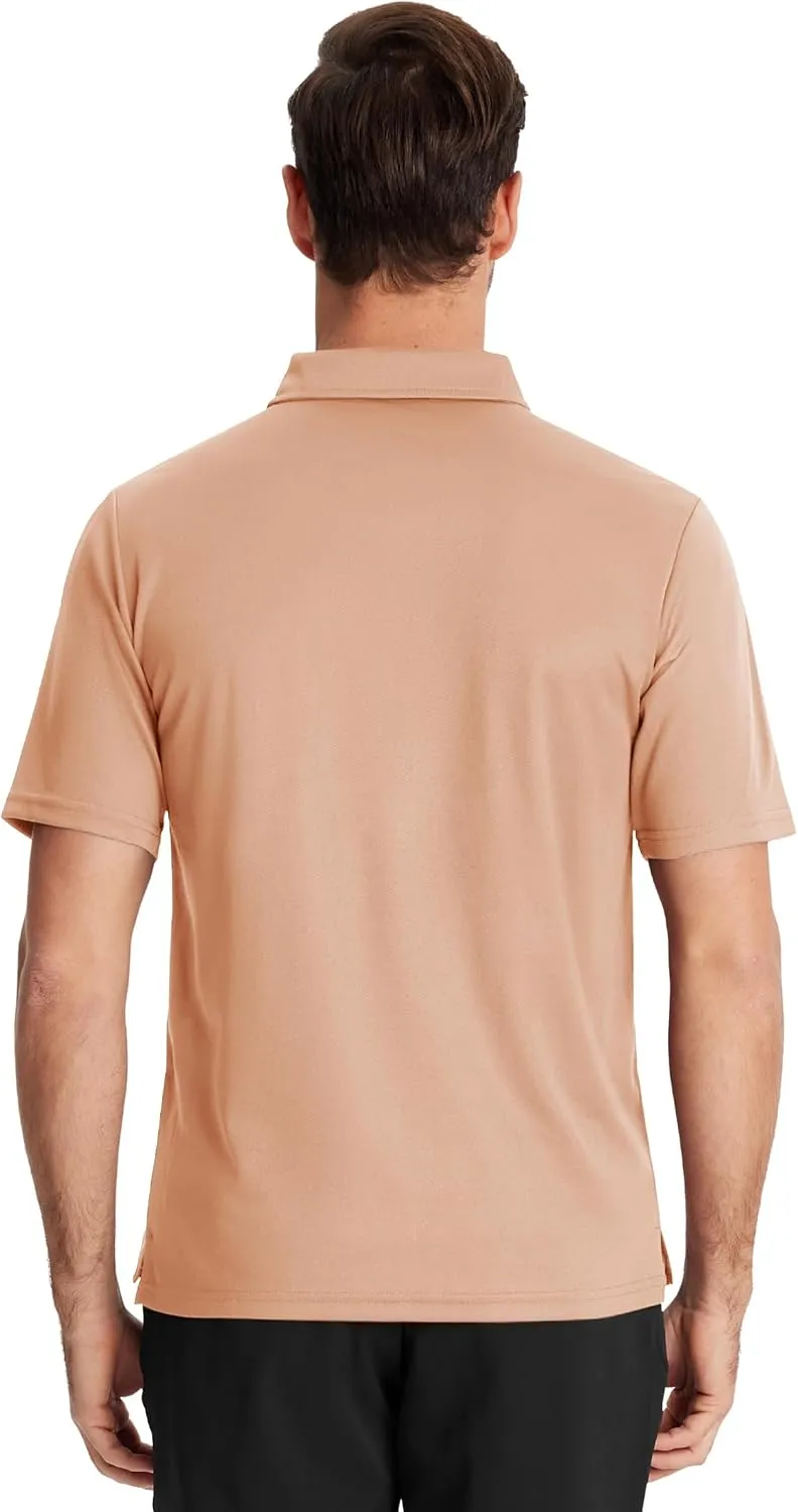 TACVASEN Mens Polo Shirts with Pocket Mens Golf Shirt Short Sleeve Performance Dry Fit Golf Work Athletic Polos
