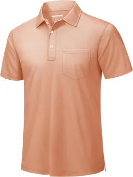 TACVASEN Mens Polo Shirts with Pocket Mens Golf Shirt Short Sleeve Performance Dry Fit Golf Work Athletic Polos