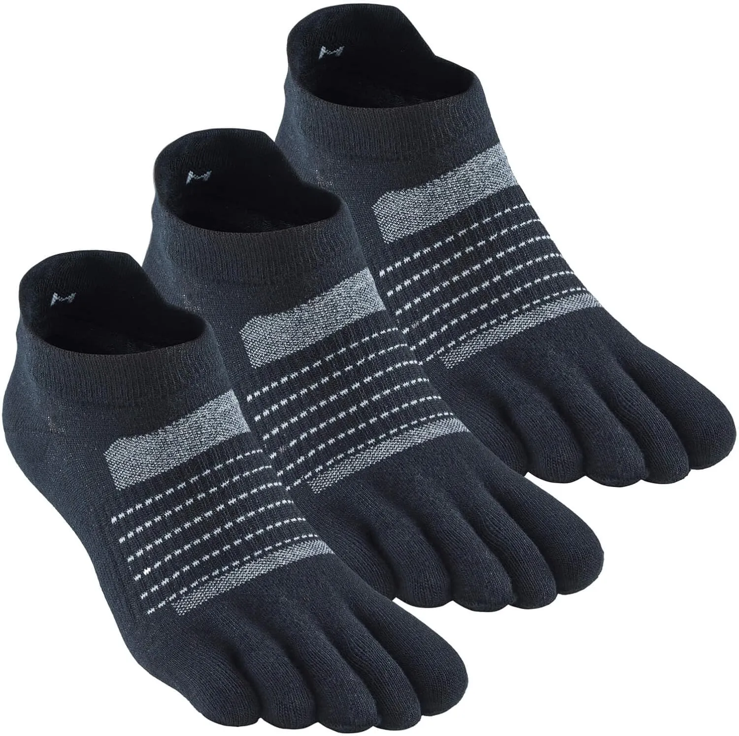 Toe Socks for Men and Women Coolmax Five Finger No Show Athletic Running High Performance Lightweight 3 Pairs