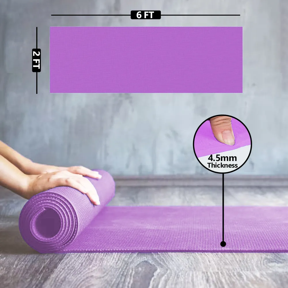 WErFIT 4.5mm Ultra Premium EVA Yoga Mat, Anti Skid, Home Exercise & Gym Workout, Women Purple 4.5 mm Yoga Mat